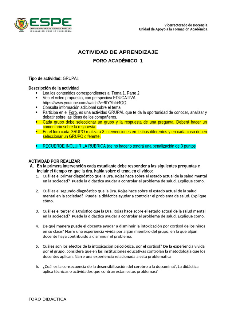Foro Académico 1 | PDF