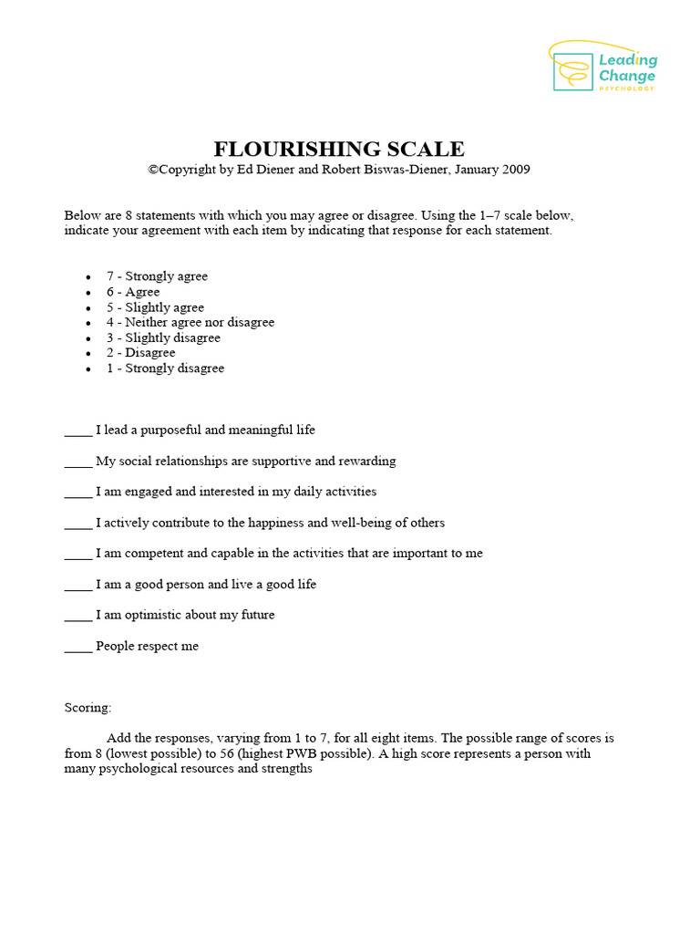 Understanding the Flourishing Scale | PDF | Contentment | Popular ...