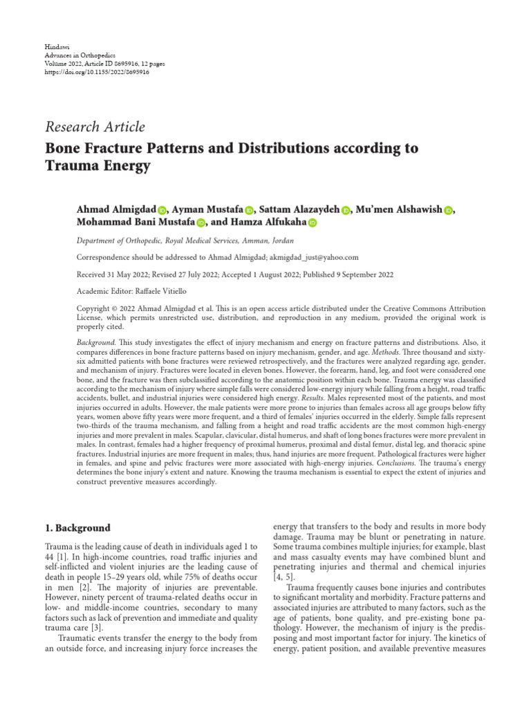 Bone Fracture Patterns And Distributions According Pdf