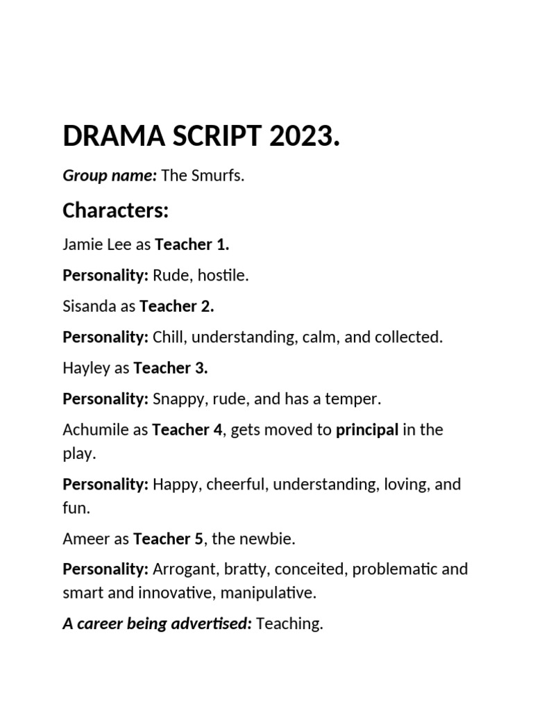 Drama script 2023 pdf