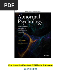 Abnormal Psychology The Science and Treatment of Psychological Disorders 14th Edition PDF