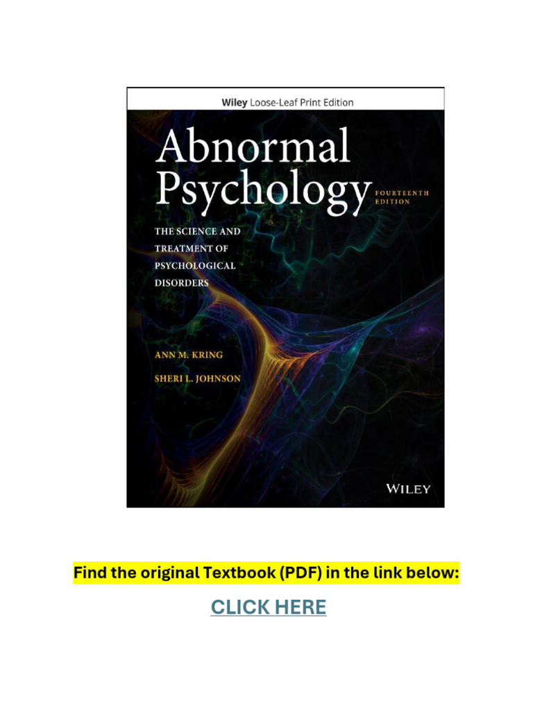 Abnormal Psychology The Science and Treatment of Psychological ...