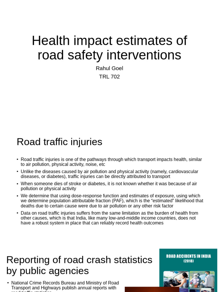 Health Impact Estimates of Road Safety Interventions | PDF