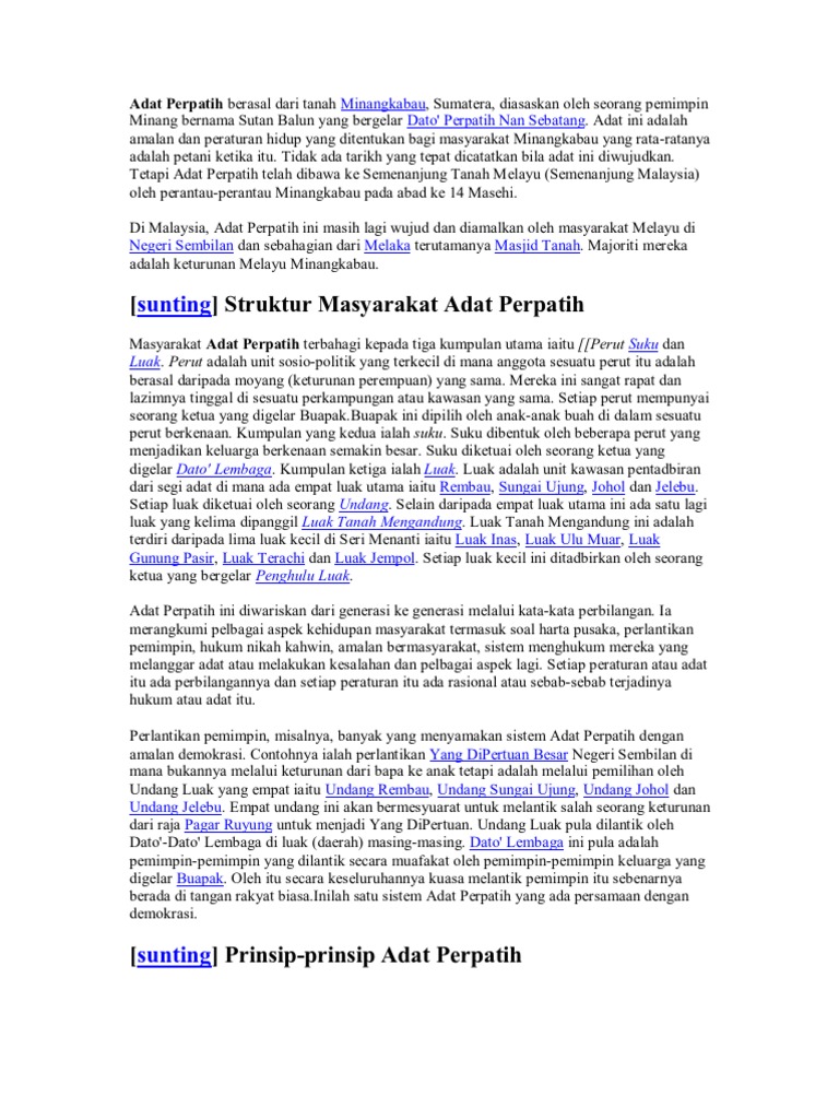 Adat Perpatih Berasal Dari Tanah Minangkabau Pdf