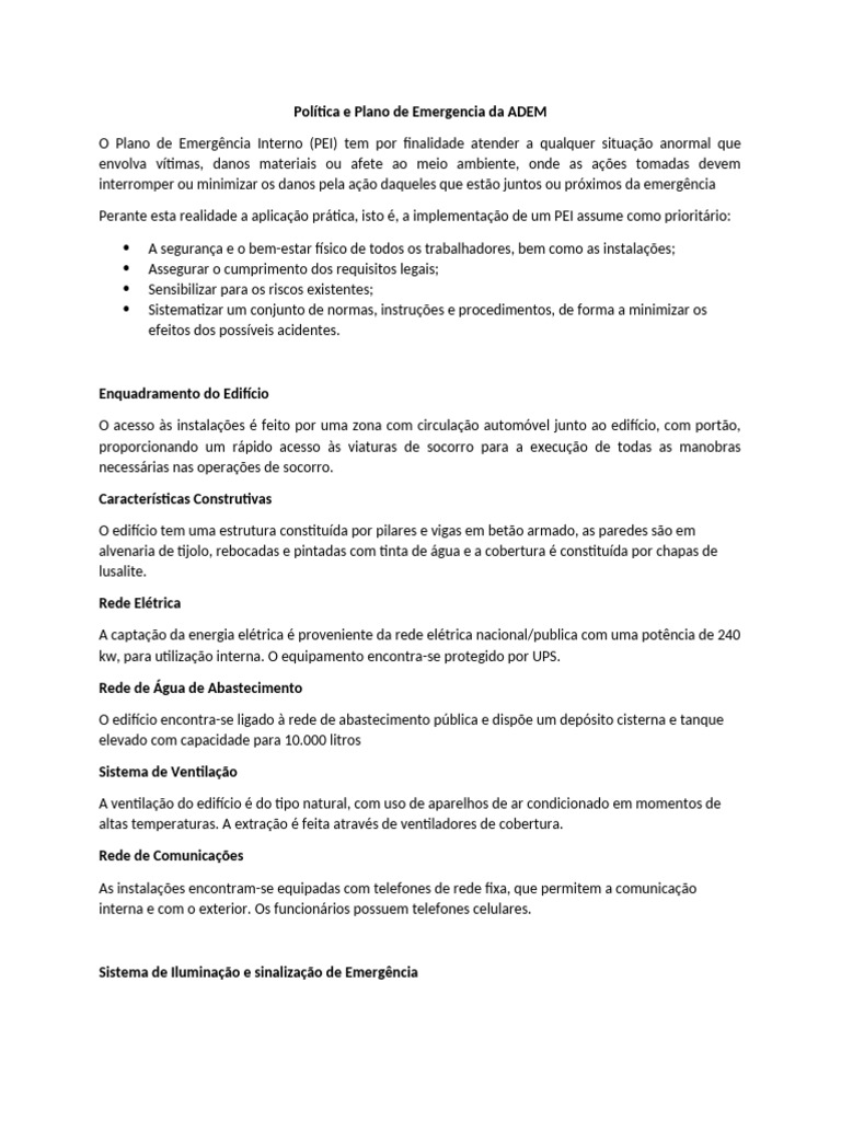 Política de Emergência da ADEM | PDF | Armazém