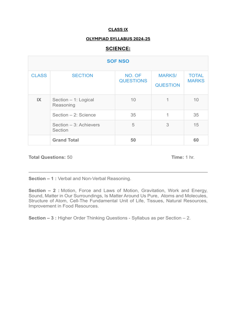 Class 9 Olympiad