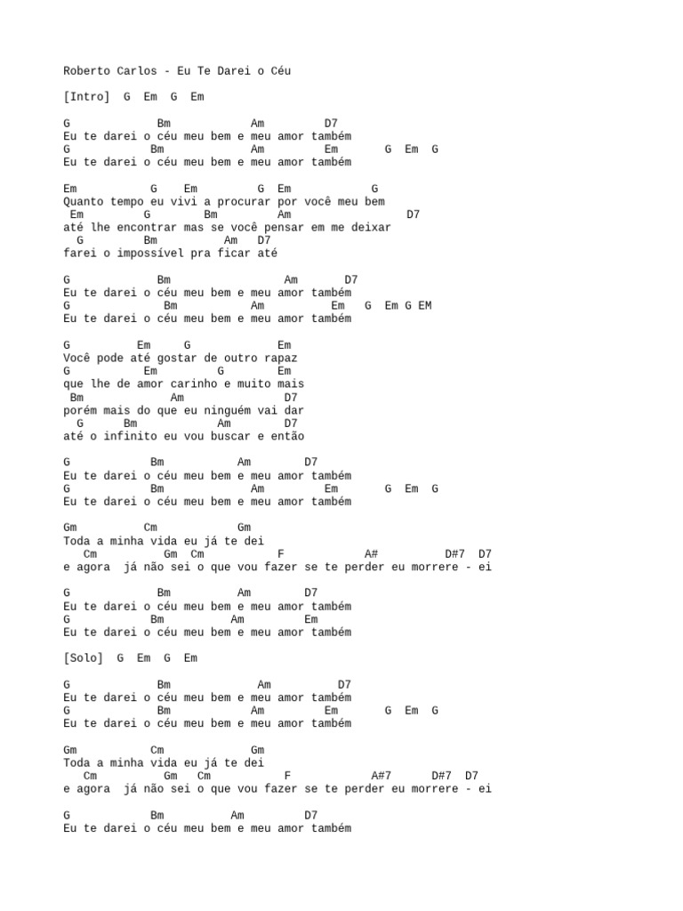 Roberto Carlos - Eu Te Darei o Céu | PDF