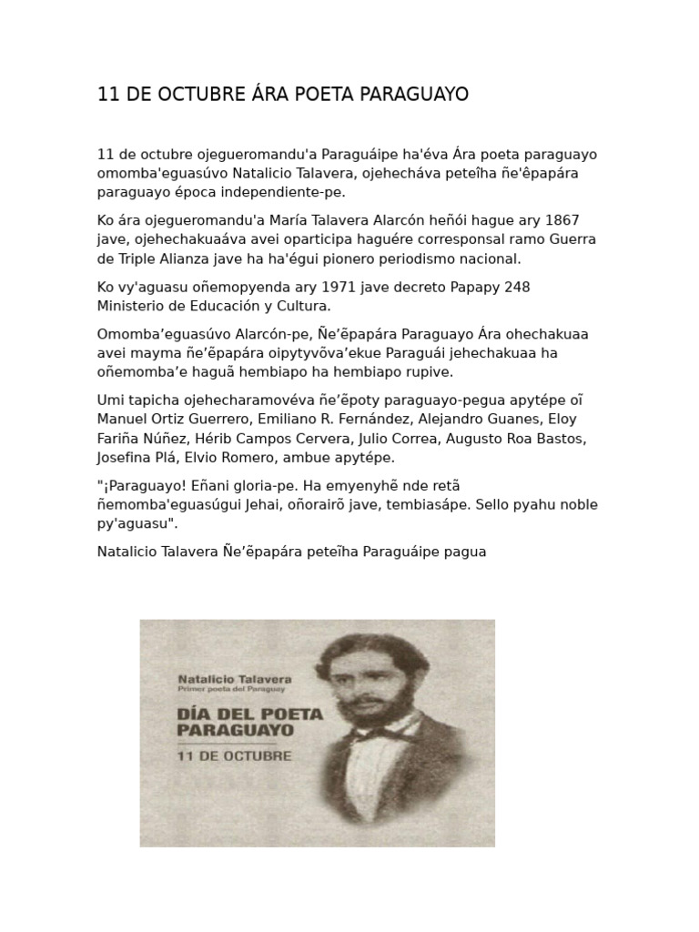 Dia Del Poeta Paraguayo | PDF