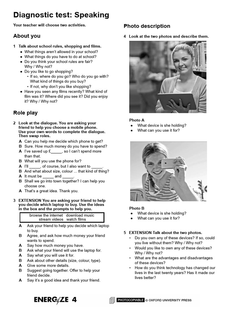 EN4 Diagnostic Speaking | PDF