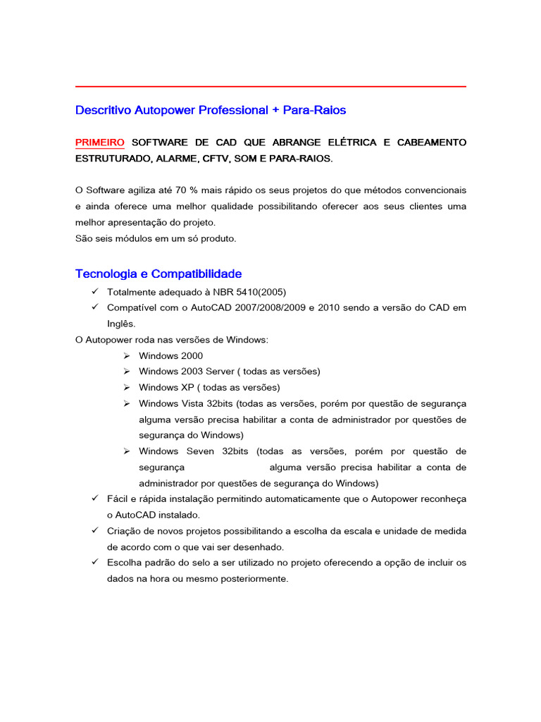 Descritivo Autopower | PDF