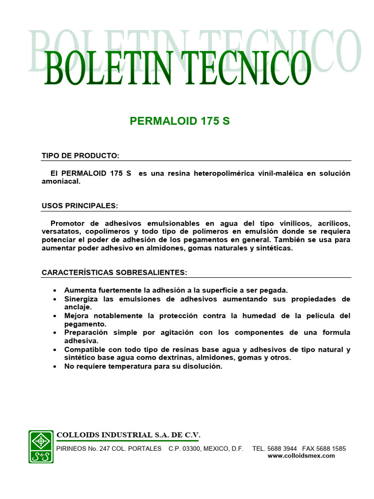 Permaloid 175 S TDS | PDF | Business | Home & Garden