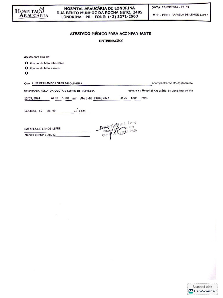 Atestado Acompanhante | PDF