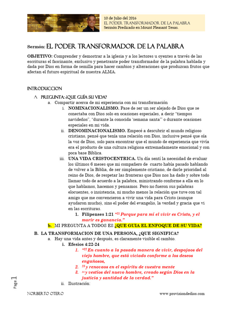 2016 07 10 El Poder Transformador de La Palabra | PDF