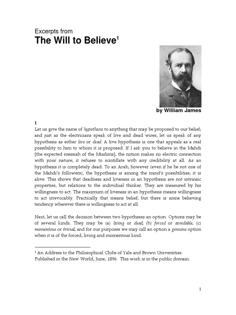 The will to believe pdf hypothesis truth