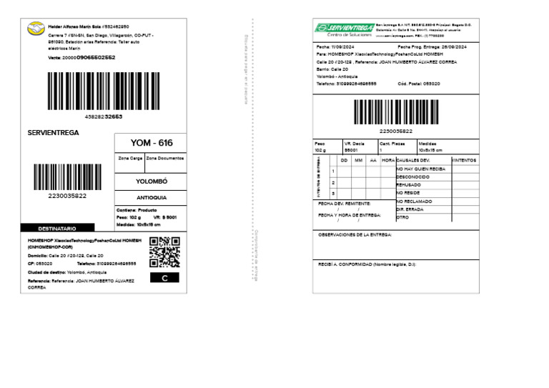 Delivery Receipt for Heider Marín Sola | PDF