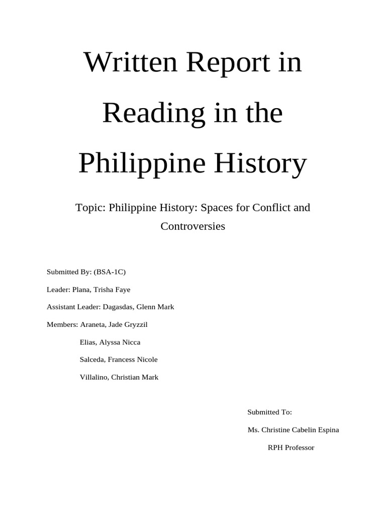 Written Report in Reading in The Philippine History | PDF