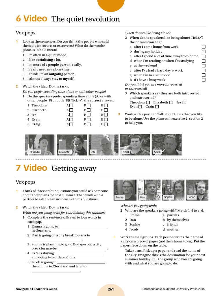 Vox Pops Worksheet 6 and 7 PDF Extraversion And Introversion Language Arts & Discipline