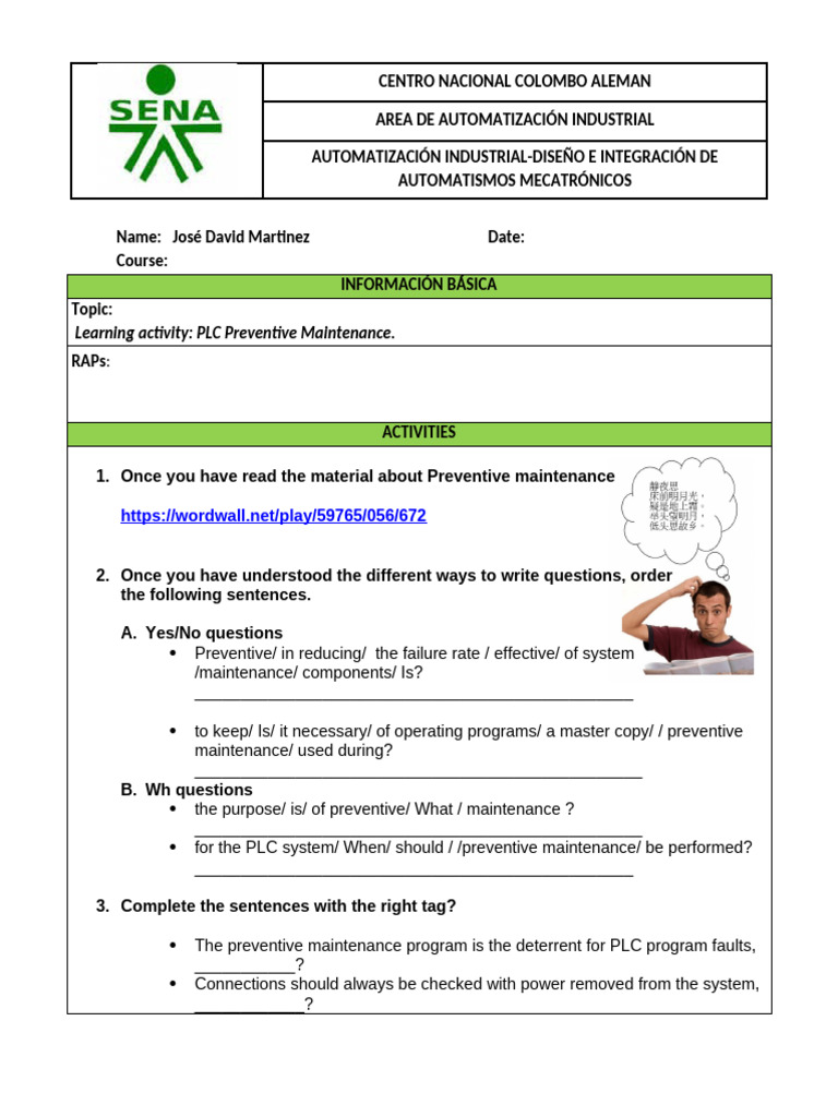 CHECKLIST TO CARRY OUT PLC PREVENTIVE MAINTENANCE ACTIVITY intelligence overview
