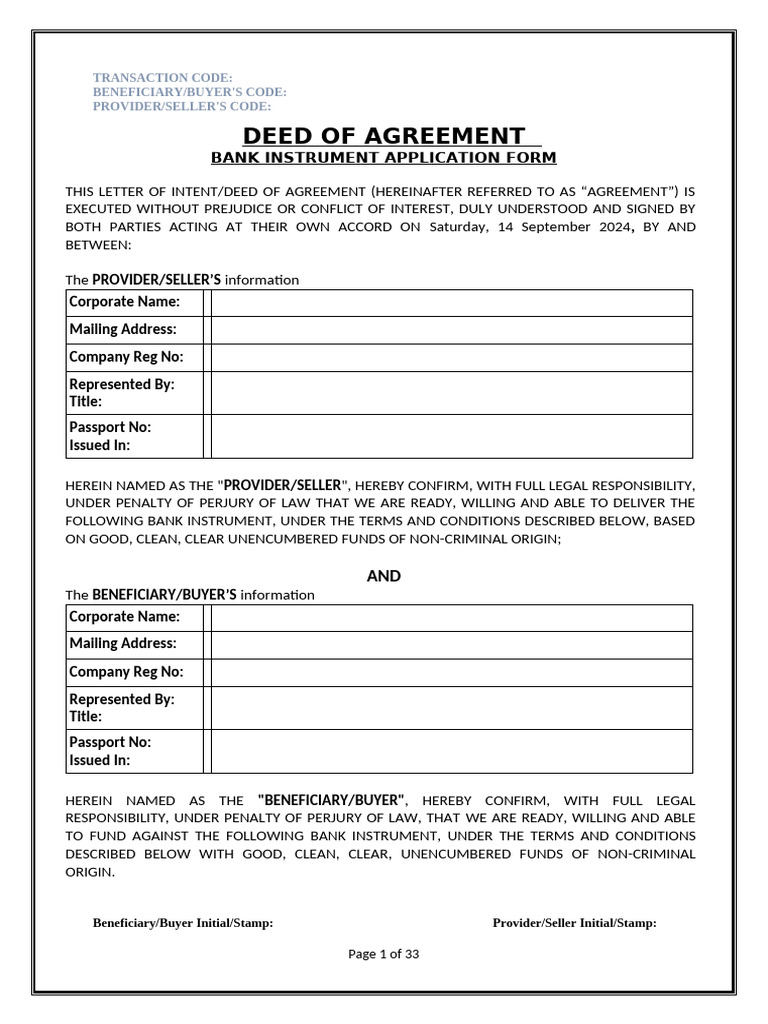 Doa SBLC-V2-2 To Be Filled by Both Parties | PDF