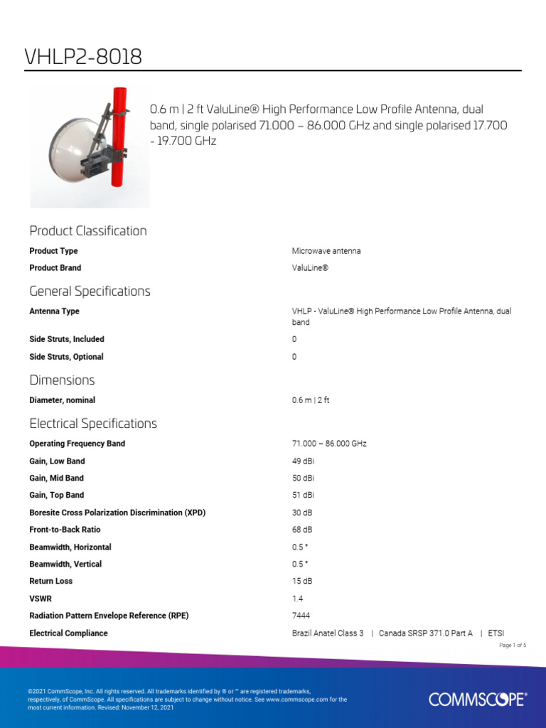 VHLP2-8018 Product Specifications | PDF