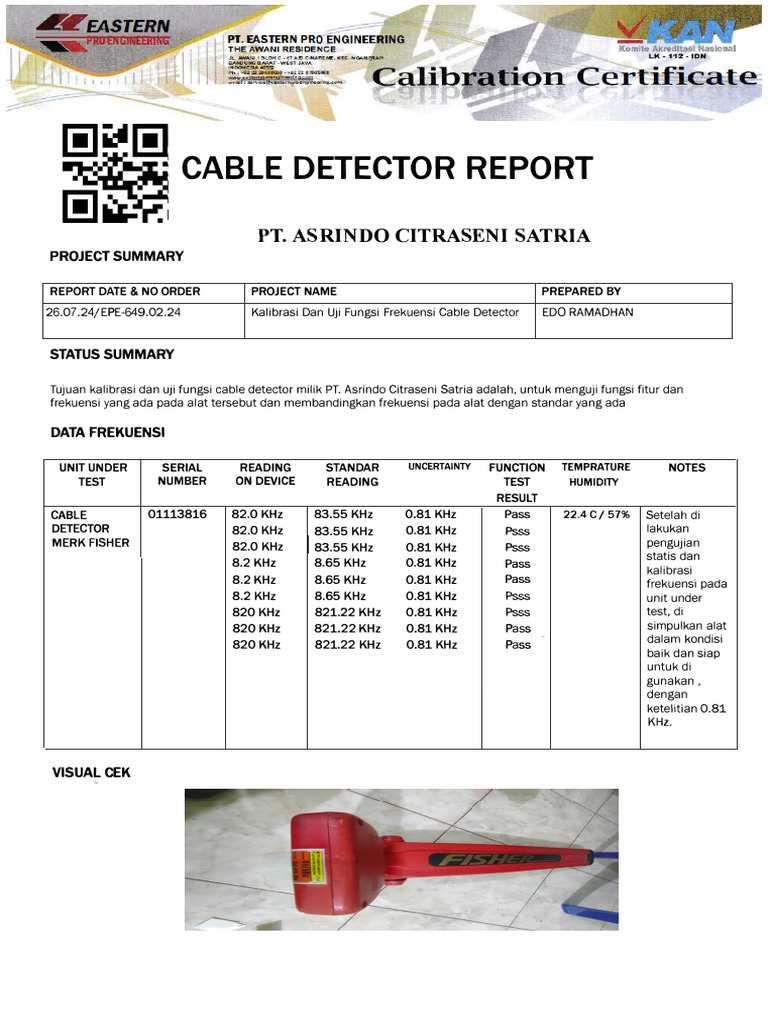 Report Cable Detector Pt. Asrindo Citraseni Satria | PDF