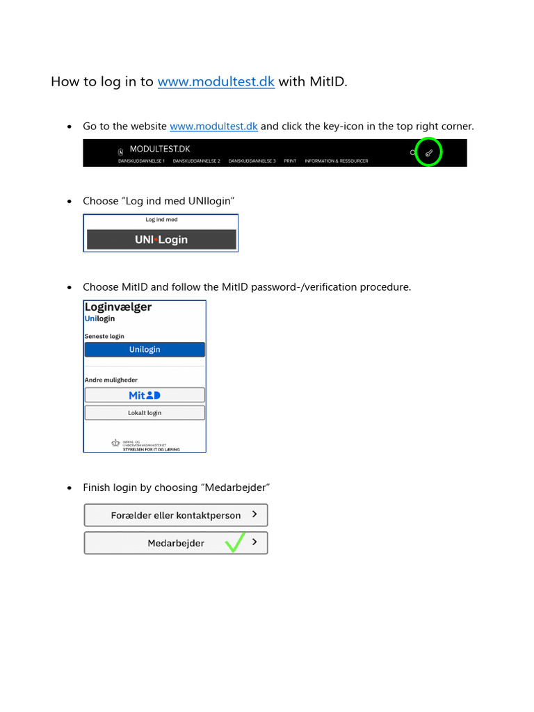 Login Modultest - DK (Eng) | PDF
