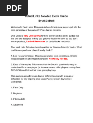 Duel Links Newbie Deck Guide | PDF