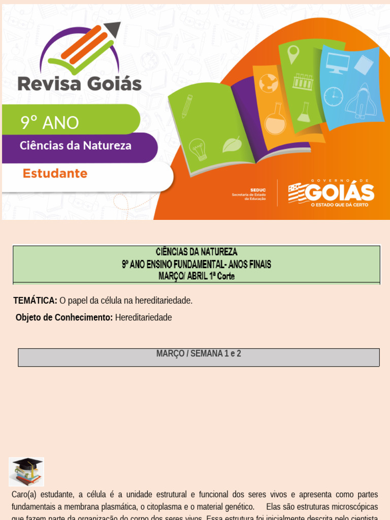 Revisa Goiás 9º Ano CN Março e Abril | PDF