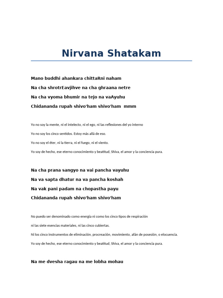 Nirvana Shatakam Pdf