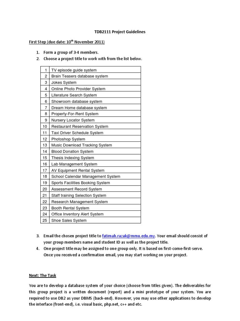 TDB2111 Project Guidelines | PDF