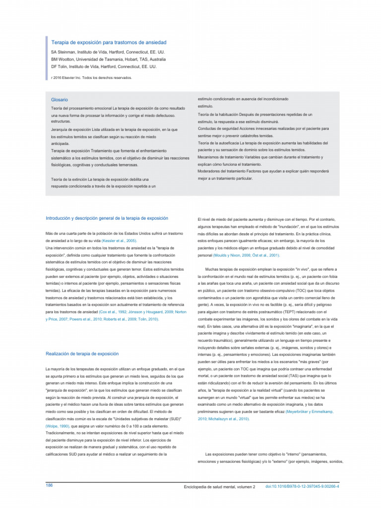 Exposure Therapy For Anxiety Disorders | PDF