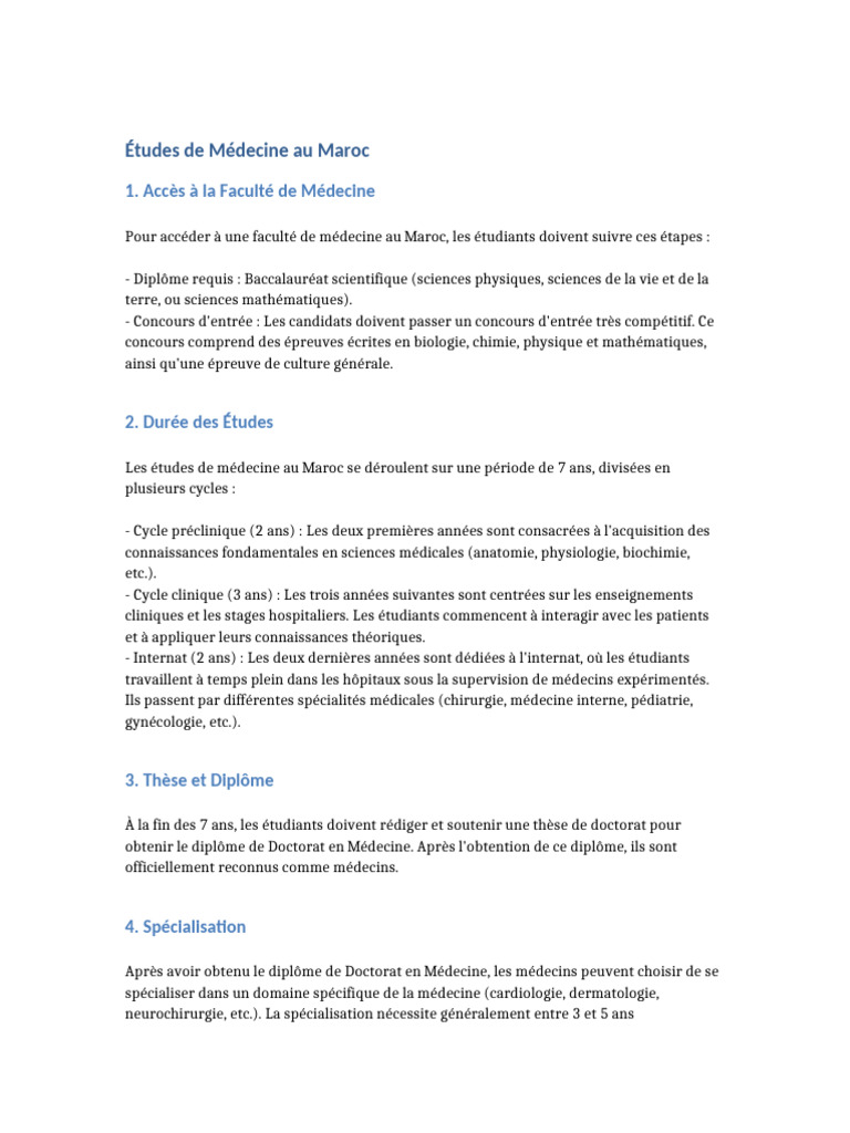 Moroccan medical education document