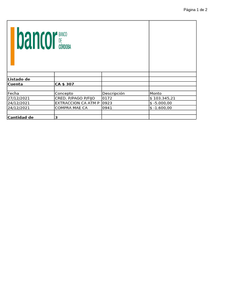 CA $ 307 0012301403-Movimientos | PDF