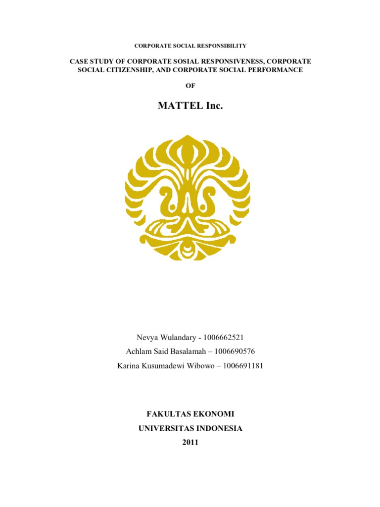 Mattel Inc Pdf Corporate Social Responsibility Waste