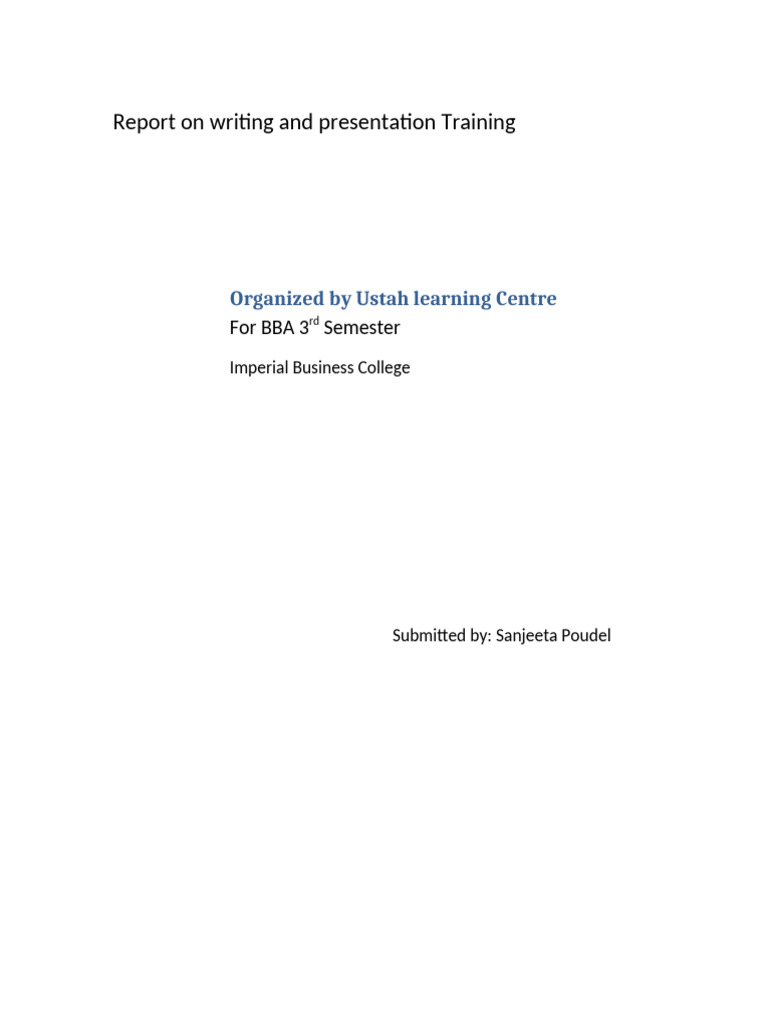 Report On Writing and Presentation Trainin1 | PDF | Public Speaking ...