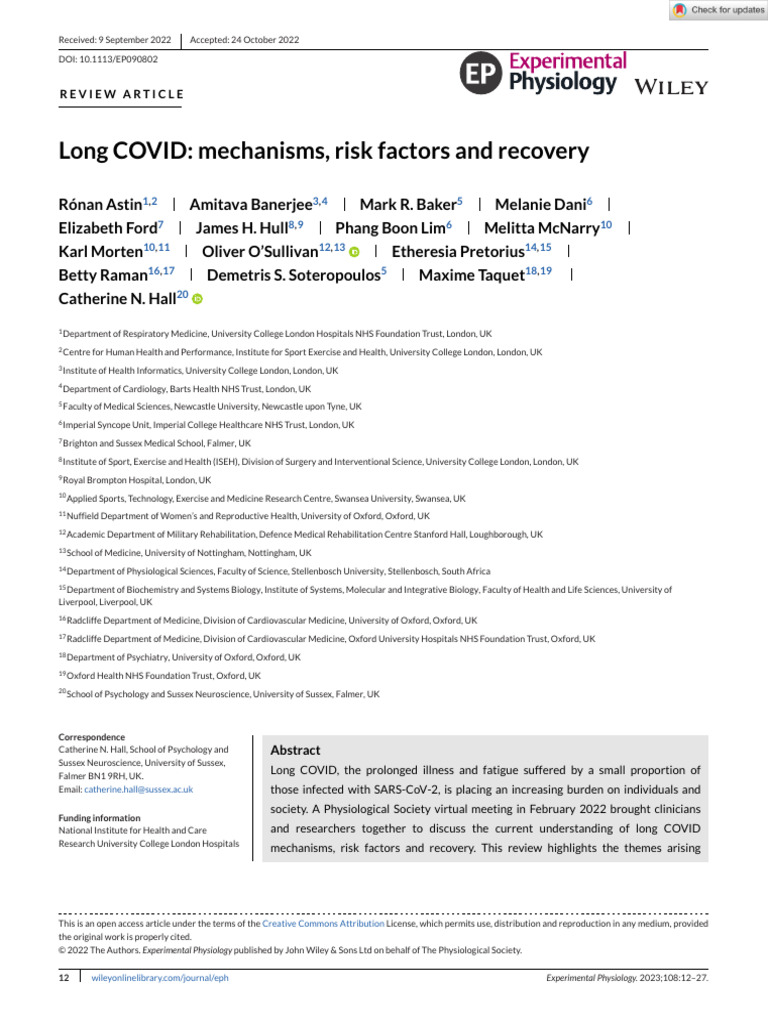 Long COVID Mechanisms, Risk Factors and Recovery | PDF