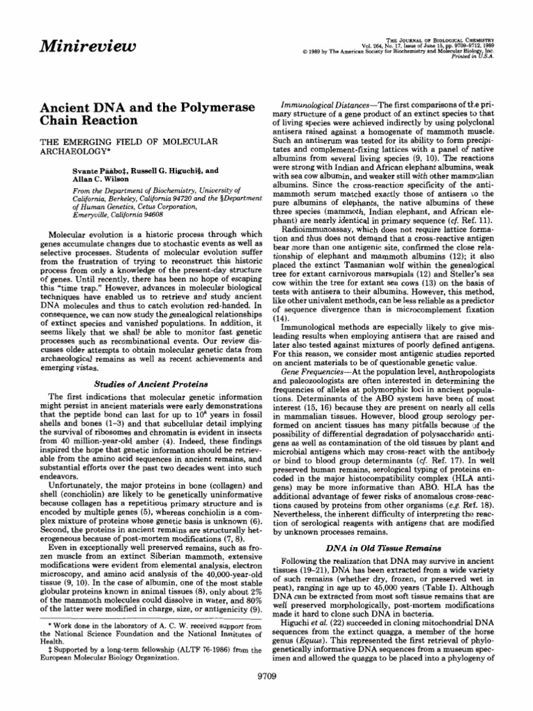 Ancient DNA and Molecular Archaeology | PDF | Polymerase Chain Reaction ...