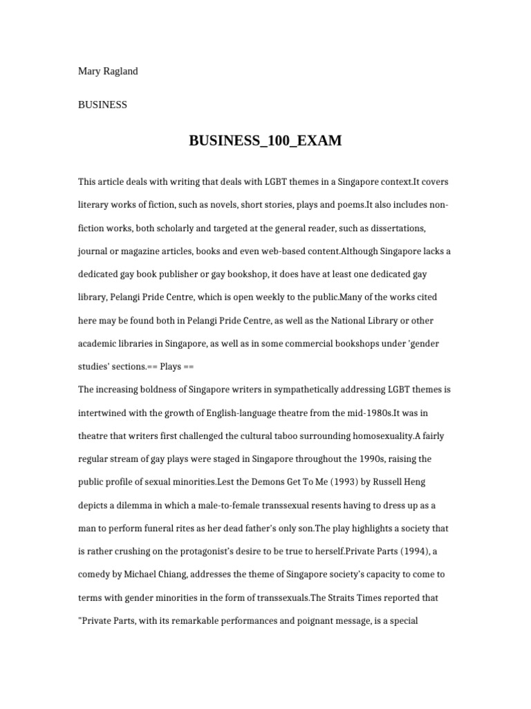 Business 100 exam pdf