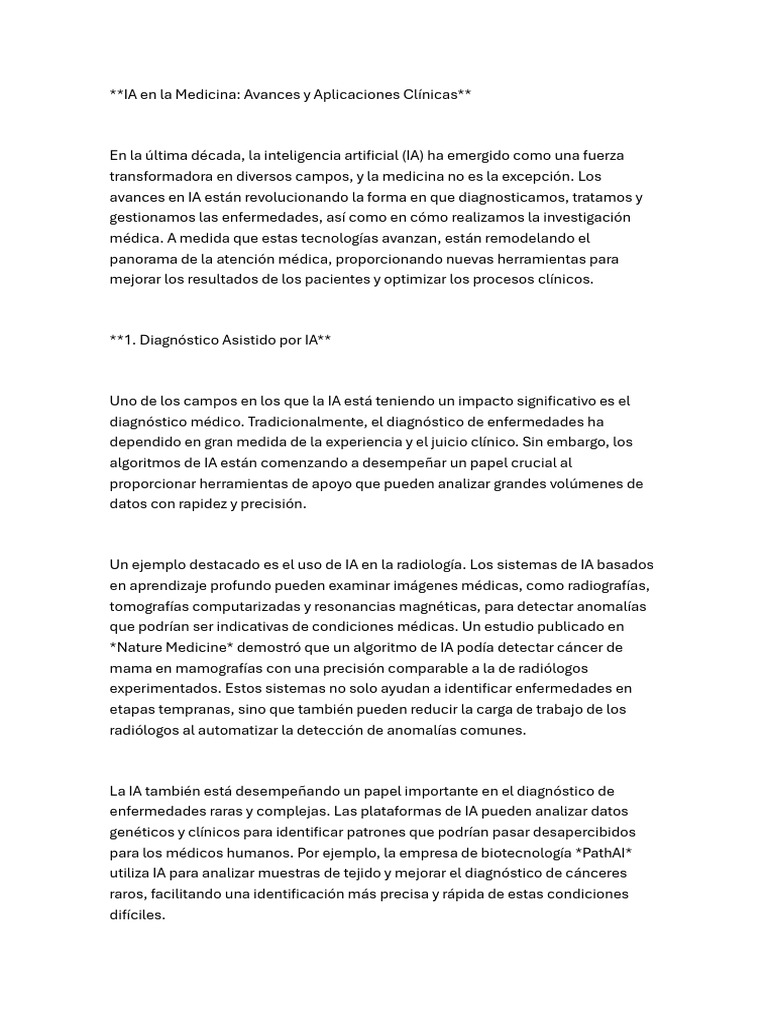 IA en Medicina: Avances y Desafíos | PDF | Inteligencia artificial ...