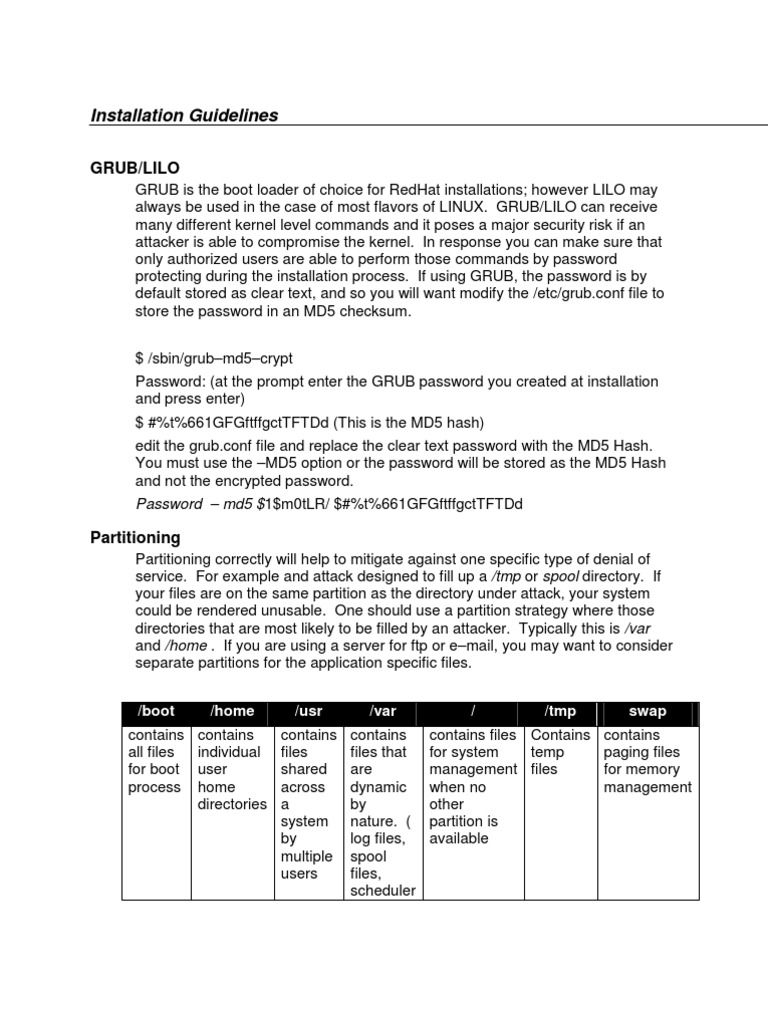 Linux Installation Security Guidelines | PDF | Web Server | Internet & Web