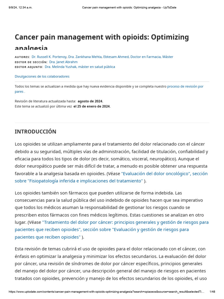 Cancer Pain Management With Opioids Optimizing Analgesia UpToDate PDF