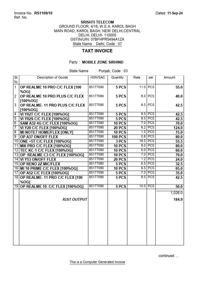 Taxt Invoice: Igst Output | PDF