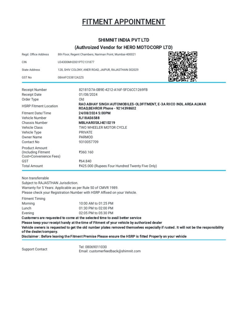 Payment Recipt | PDF
