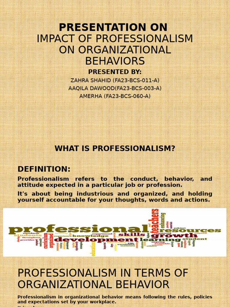Impact of Professionalism On Organziational Behaviour | PDF