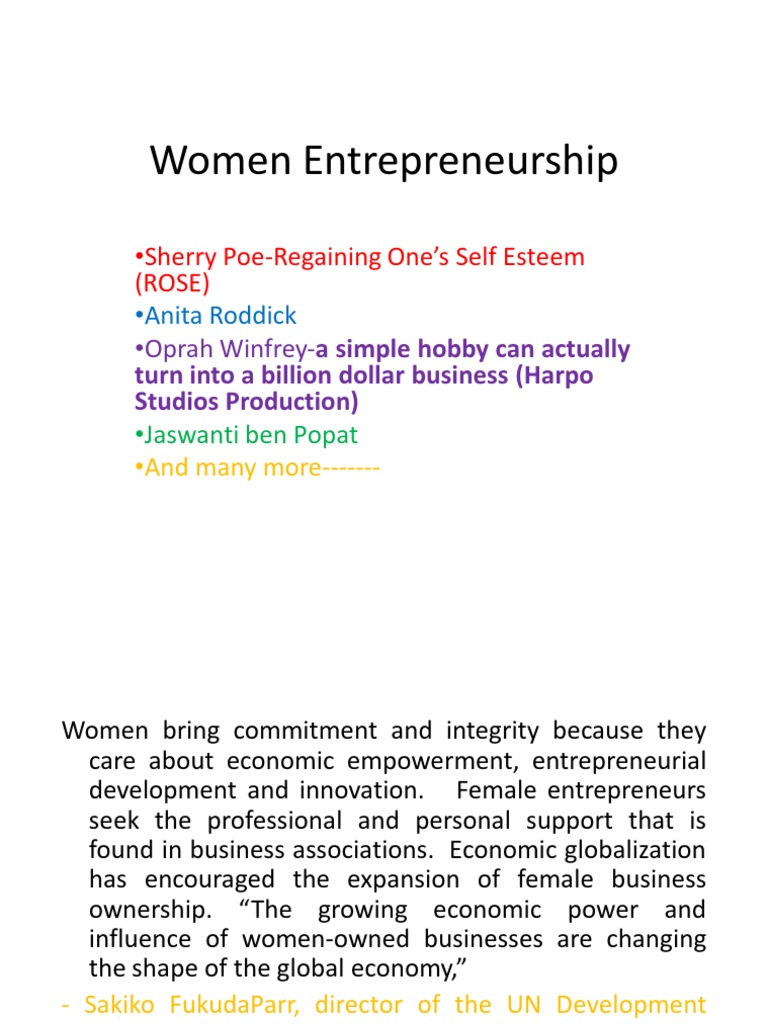 Women Entrepreneurs | PDF | Entrepreneurship | Business