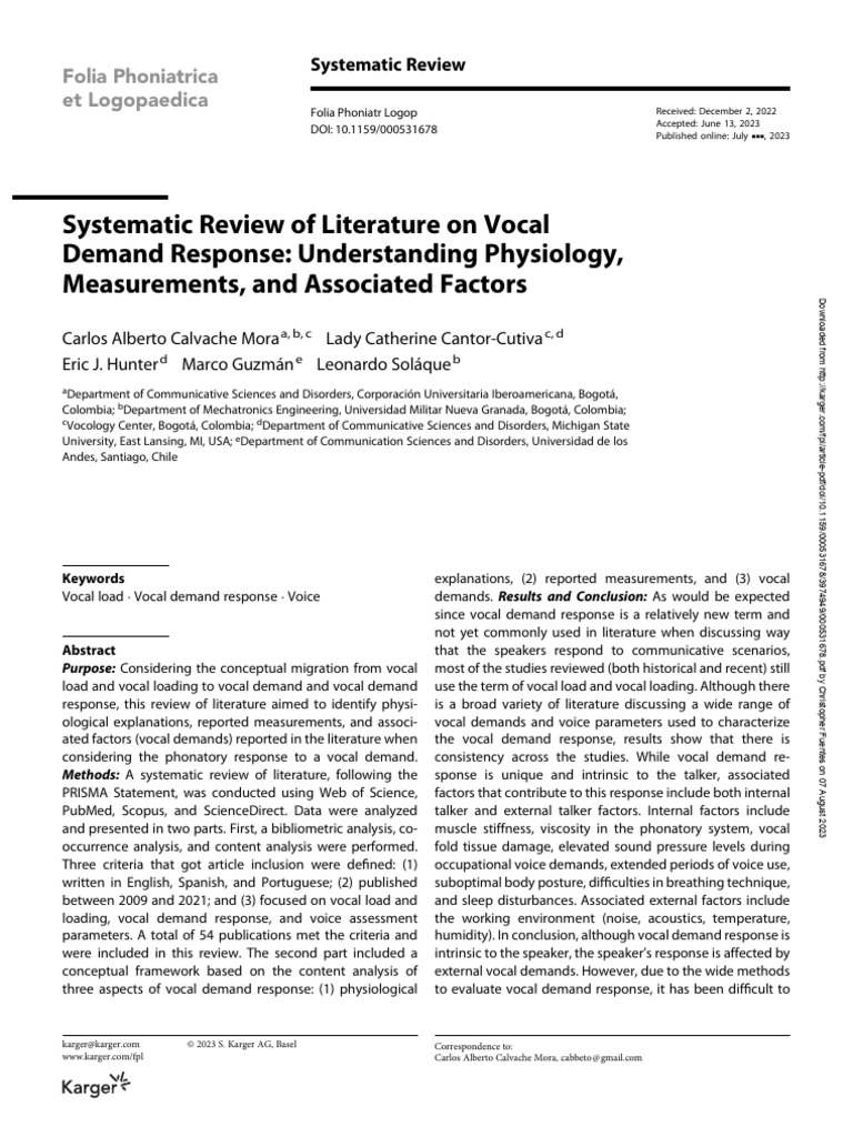 Systematic Review of Literature On Vocal | PDF