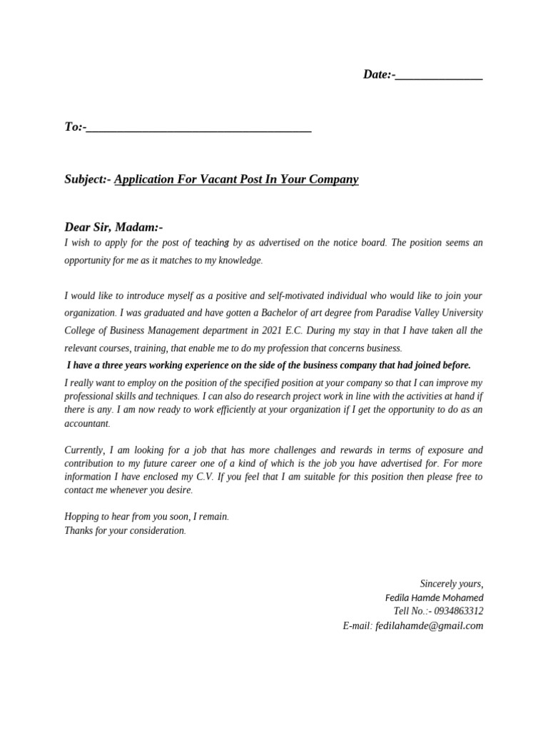 APPLICATION FORMAT FOR APPLYING TEACHING JOB IN SCHOOL intelligence overview