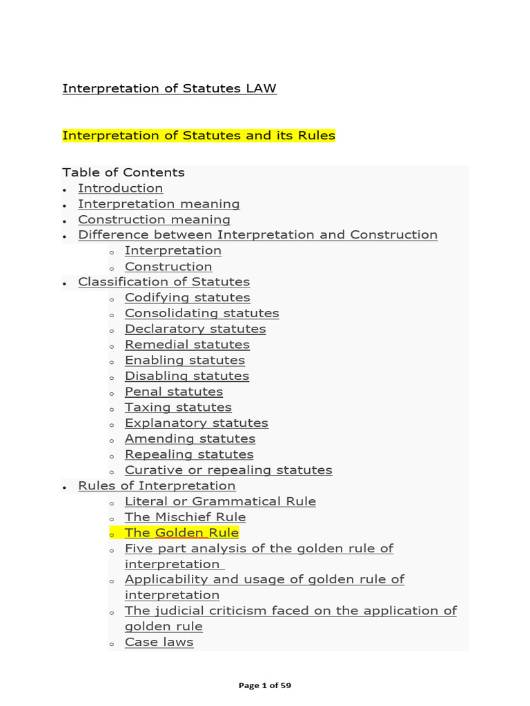 Interpretation of Statutes and Its Rules | PDF | Statutory ...