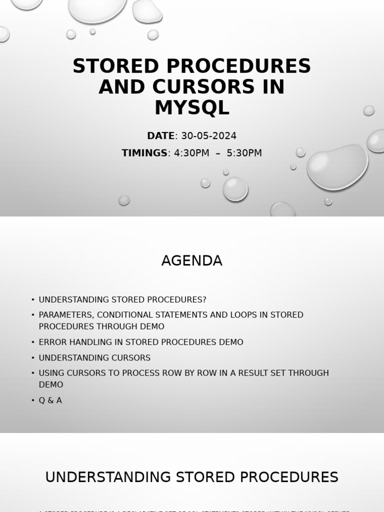 Stored Procedures and Cursors in MySQL1 | PDF