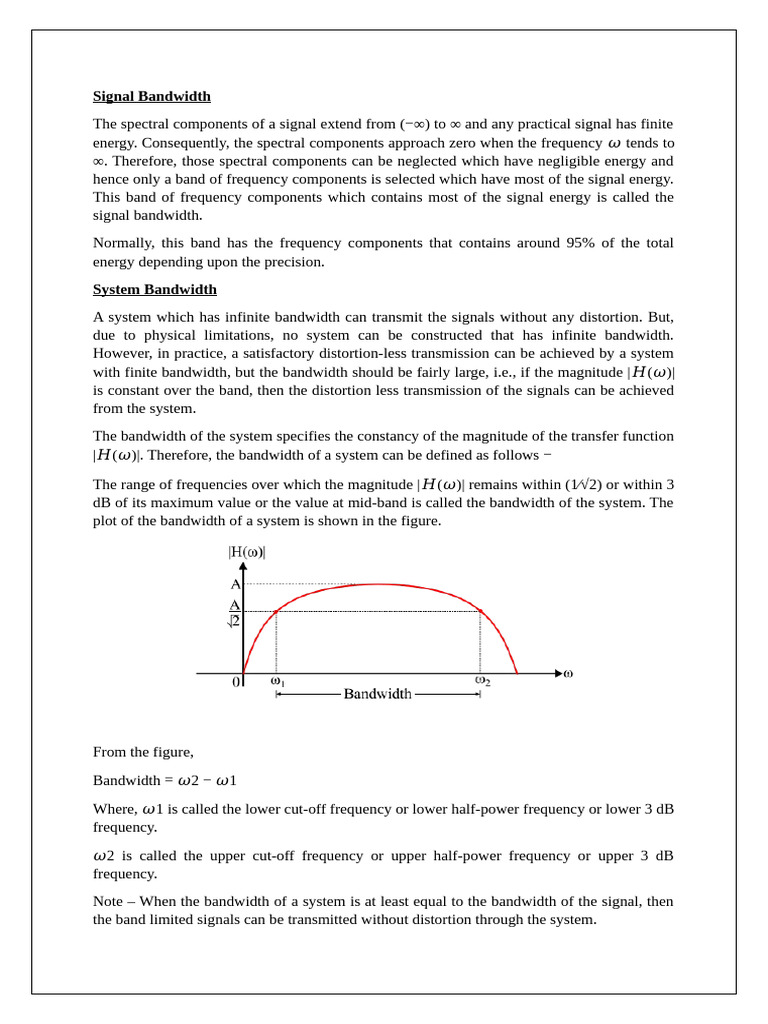 Signal Bandwidth and System Bandwidth | PDF